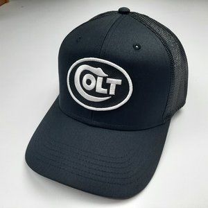 Colt Embroidered Patch Low Profile Mesh Snapback Cap Hat Black Curved Bill